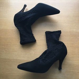 🇮🇹 Ernesto Esposito Lace Sock Heeled Booty black